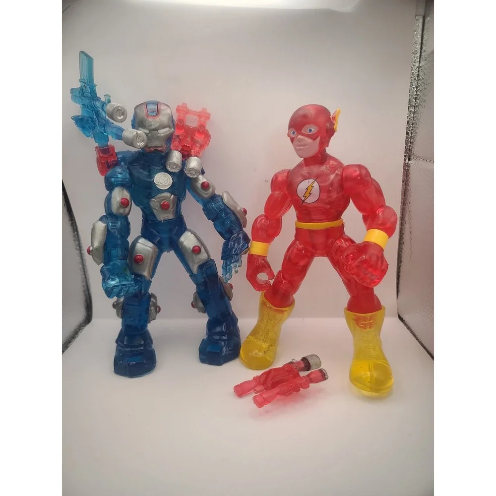 Translucent Blue Armored Warrior and Red Speedster Action Figure Set 2pc